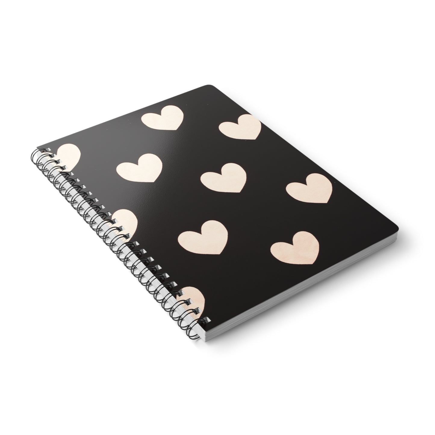 Heart Print Journal | Black Aesthetic Notebook | Self Love Gift for Her | A5 Wire Bound | 150 Pages | Cute Lined Notebook