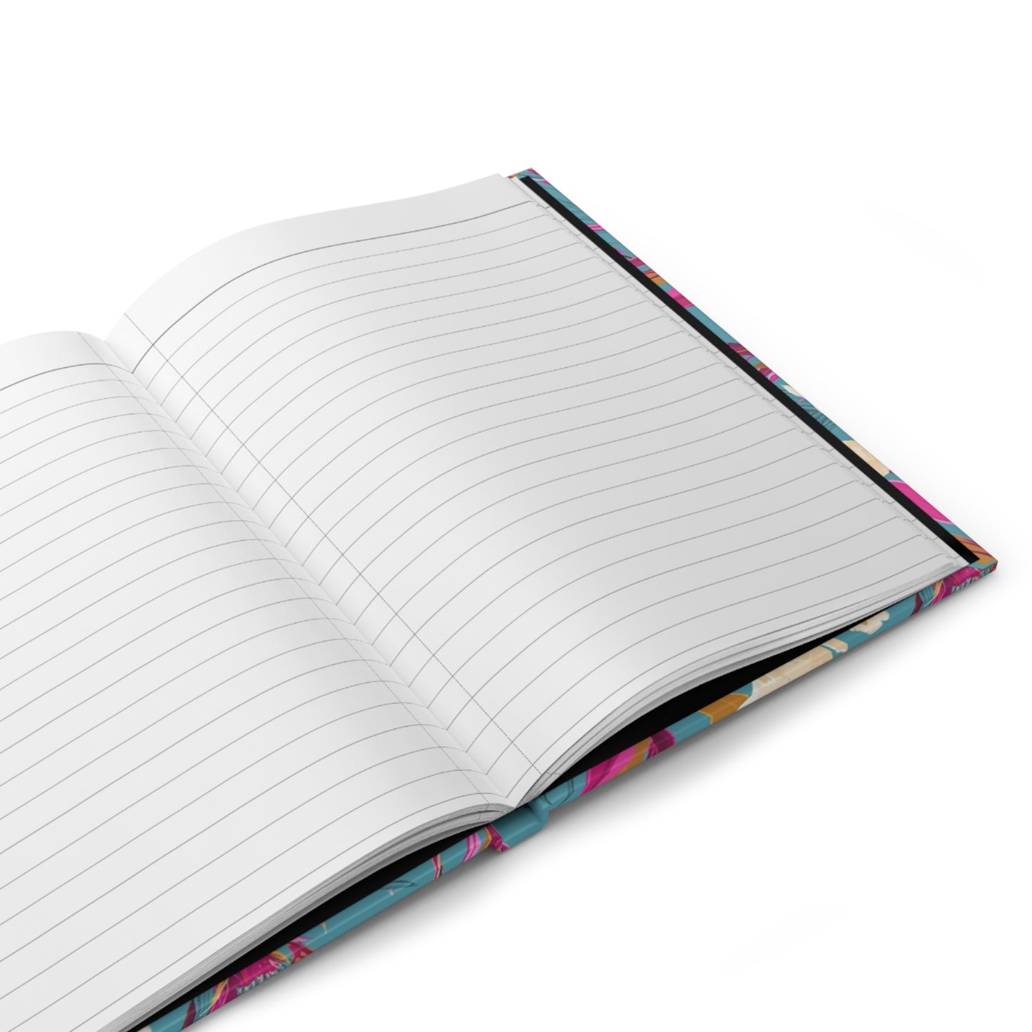 Teal Tropical Floral Hardcover Journal — Cute Pink & Teal Daily Notebook, Aesthetic Gift for Her