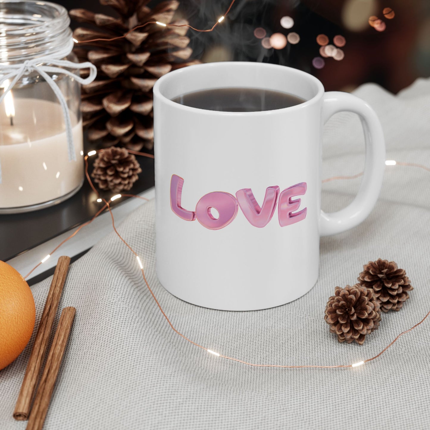 Pink Love Heart Coffee Mug 11oz 15oz