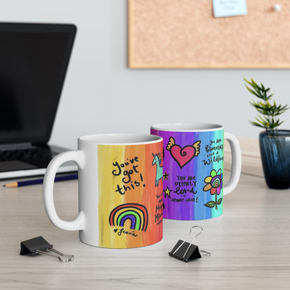 Colorful Affirmation Mug | Positive Quotes Coffee Cup | Self Love Gift | Motivational Rainbow Mug | Mental Health Gift | Cute Inspirational Mug