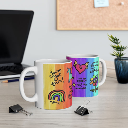 Colorful Affirmation Mug | Positive Quotes Coffee Cup | Self Love Gift | Motivational Rainbow Mug | Mental Health Gift | Cute Inspirational Mug