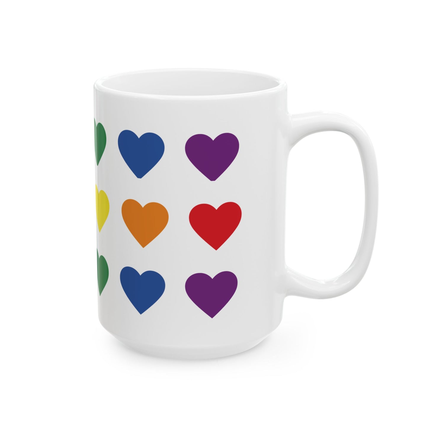 Rainbow Heart Pattern Mug | Ceramic Coffee Cup