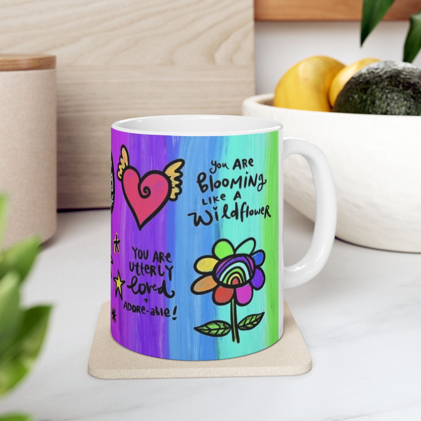 Colorful Affirmation Mug | Positive Quotes Coffee Cup | Self Love Gift | Motivational Rainbow Mug | Mental Health Gift | Cute Inspirational Mug