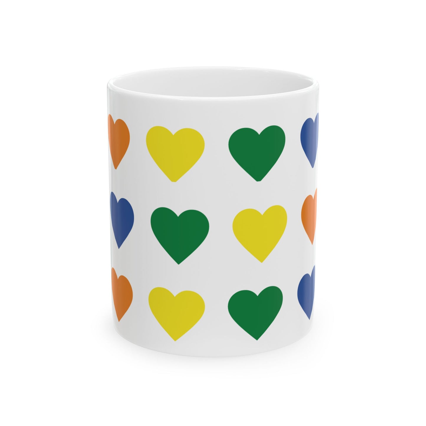 Rainbow Heart Pattern Mug | Ceramic Coffee Cup