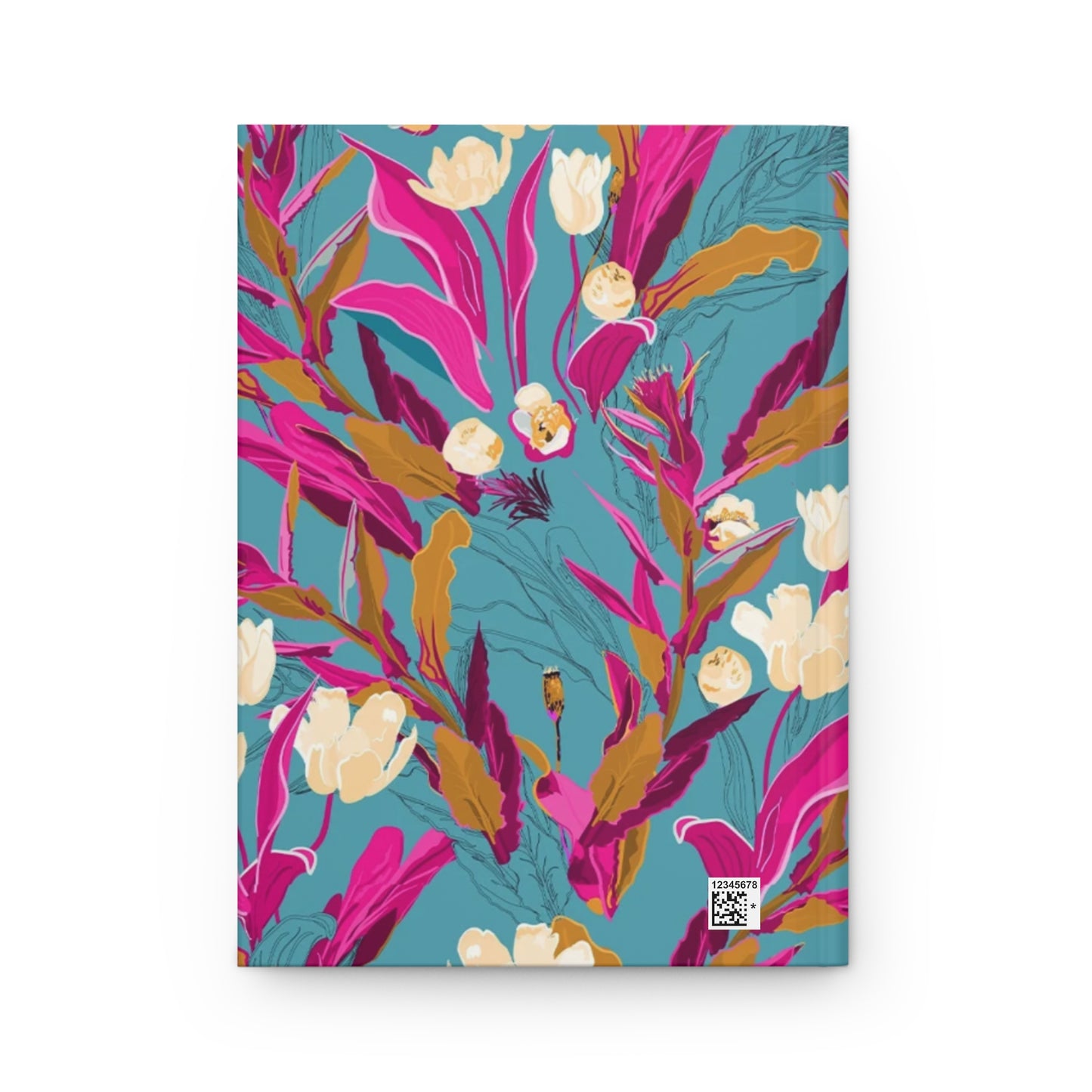 Teal Tropical Floral Hardcover Journal — Cute Pink & Teal Daily Notebook, Aesthetic Gift for Her