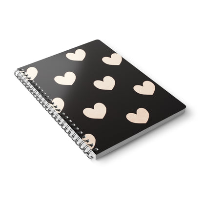 Heart Print Journal | Black Aesthetic Notebook | Self Love Gift for Her | A5 Wire Bound | 150 Pages | Cute Lined Notebook