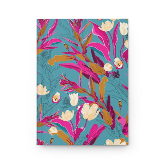 Tropical Floral Notebook, Aesthetic Journal for Women, Colorful Pink Teal Notebook, Cute Daily Journal, Gift for Her, Pretty Stationery