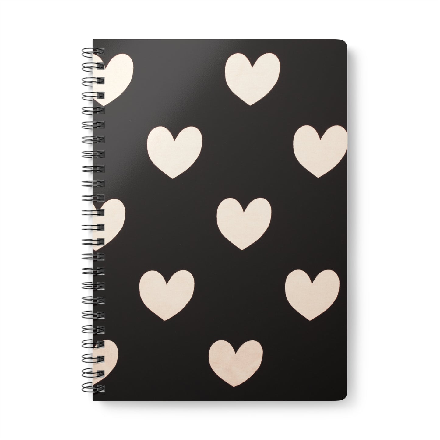 Heart Print Journal | Black Aesthetic Notebook | Self Love Gift for Her | A5 Wire Bound | 150 Pages | Cute Lined Notebook