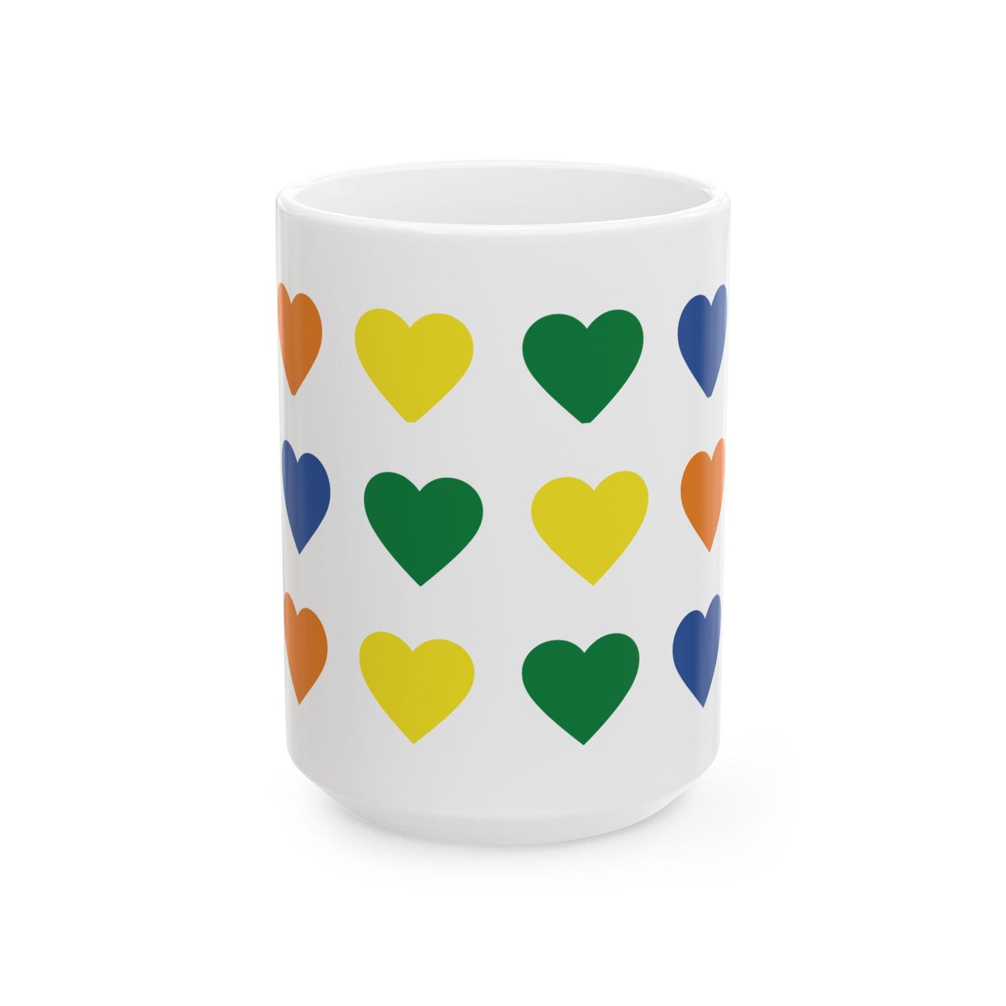 Rainbow Heart Pattern Mug | Ceramic Coffee Cup